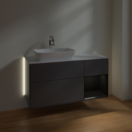 Тумба под раковину Villeroy & Boch Finion 120х50,1 см с подсветкой МДФ антрацит матовый лак/стекло белое матовое G811PDGK