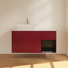 Тумба под раковину Villeroy & Boch Finion 120х50,1 см с подсветкой МДФ пион матовый лак/стекло белое матовое G811PDHB