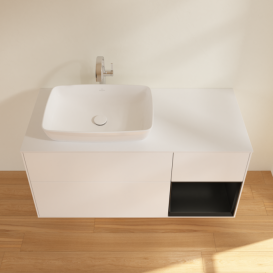 Тумба під раковину Villeroy & Boch Finion 120х50,1 см із підсвічуванням МДФ білий матовий лак/скло біле матове G811PDMT