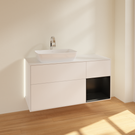 Тумба під раковину Villeroy & Boch Finion 120х50,1 см із підсвічуванням МДФ білий матовий лак/скло біле матове G811PDMT