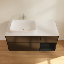 Тумба под раковину Villeroy & Boch Finion 120х50,1 см с подсветкой МДФ черный матовый лак/стекло белое матовое G811PDPD