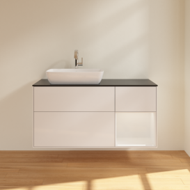 Тумба под раковину Villeroy & Boch Finion 120х50,1 см с подсветкой МДФ глянцевый белый лак/стекло черное матовое G812GFGF