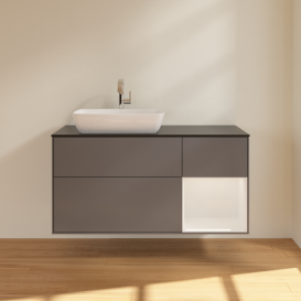 Тумба под раковину Villeroy & Boch Finion 120х50,1 см с подсветкой МДФ антрацит матовый лак/стекло черное матовое G812GFGK