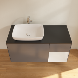 Тумба под раковину Villeroy & Boch Finion 120х50,1 см с подсветкой МДФ антрацит матовый лак/стекло черное матовое G812GFGK