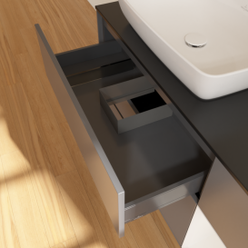 Тумба под раковину Villeroy & Boch Finion 120х50,1 см с подсветкой МДФ антрацит матовый лак/стекло черное матовое G812GFGK