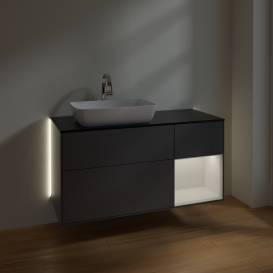 Тумба под раковину Villeroy & Boch Finion 120х50,1 см с подсветкой МДФ антрацит матовый лак/стекло черное матовое G812GFGK