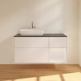 Тумба под раковину Villeroy & Boch Finion 120х50,1 см с подсветкой МДФ белый матовый лак/стекло черное матовое G812GFMT