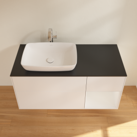 Тумба под раковину Villeroy & Boch Finion 120х50,1 см с подсветкой МДФ белый матовый лак/стекло черное матовое G812GFMT