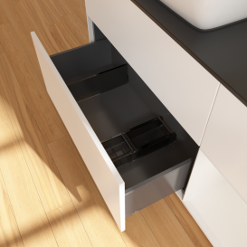 Тумба под раковину Villeroy & Boch Finion 120х50,1 см с подсветкой МДФ белый матовый лак/стекло черное матовое G812GFMT