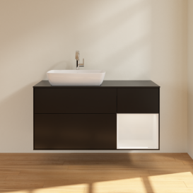 Тумба под раковину Villeroy & Boch Finion 120х50,1 см с подсветкой МДФ черный матовый лак/стекло черное матовое G812GFPD