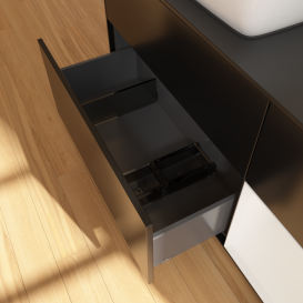 Тумба под раковину Villeroy & Boch Finion 120х50,1 см с подсветкой МДФ черный матовый лак/стекло черное матовое G812GFPD