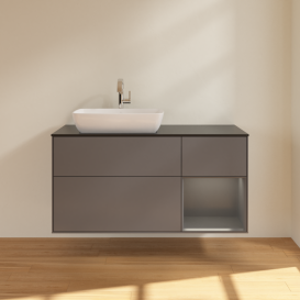 Тумба под раковину Villeroy & Boch Finion 120х50,1 см с подсветкой МДФ антрацит матовый лак/стекло черное матовое G812GKGK