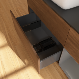 Тумба под раковину Villeroy & Boch Finion 120х50,1 см с подсветкой МДФ шпон грецкого ореха/стекло черное матовое G812GKGN