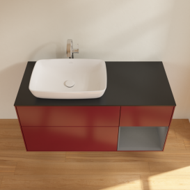 Тумба под раковину Villeroy & Boch Finion 120х50,1 см с подсветкой МДФ пион матовый лак/стекло черное матовое G812GKHB