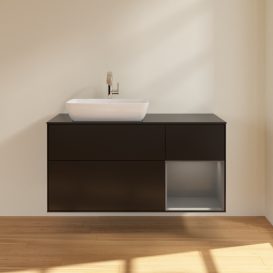 Тумба под раковину Villeroy & Boch Finion 120х50,1 см с подсветкой МДФ черный матовый лак/стекло черное матовое G812GKPD