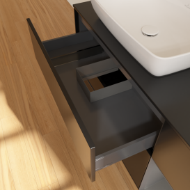 Тумба под раковину Villeroy & Boch Finion 120х50,1 см с подсветкой МДФ черный матовый лак/стекло черное матовое G812GKPD