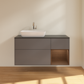 Тумба под раковину Villeroy & Boch Finion 120х50,1 см с подсветкой МДФ антрацит матовый лак/стекло черное матовое G812GNGK