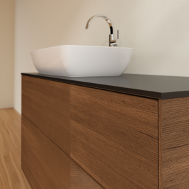 Тумба под раковину Villeroy & Boch Finion 120х50,1 см с подсветкой МДФ шпон грецкого ореха/стекло черное матовое G812GNGN