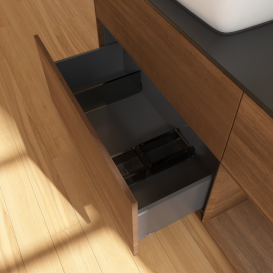 Тумба под раковину Villeroy & Boch Finion 120х50,1 см с подсветкой МДФ шпон грецкого ореха/стекло черное матовое G812GNGN