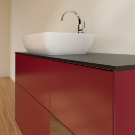 Тумба под раковину Villeroy & Boch Finion 120х50,1 см с подсветкой МДФ пион матовый лак/стекло черное матовое G812GNHB