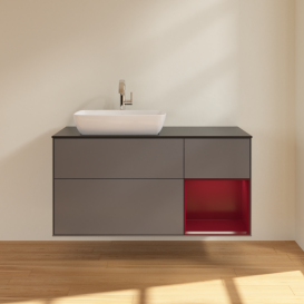 Тумба під раковину Villeroy & Boch Finion 120х50,1 см із підсвічуванням МДФ антрацит матовий лак/скло чорне матове G812HBGK