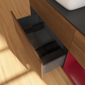 Тумба под раковину Villeroy & Boch Finion 120х50,1 см с подсветкой МДФ шпон грецкого ореха/стекло черное матовое G812HBGN