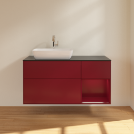 Тумба под раковину Villeroy & Boch Finion 120х50,1 см с подсветкой МДФ пион матовый лак/стекло черное матовое G812HBHB