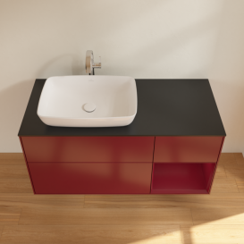 Тумба под раковину Villeroy & Boch Finion 120х50,1 см с подсветкой МДФ пион матовый лак/стекло черное матовое G812HBHB