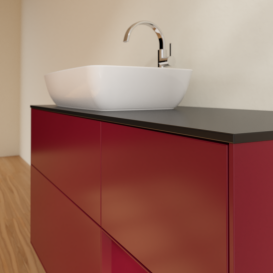 Тумба под раковину Villeroy & Boch Finion 120х50,1 см с подсветкой МДФ пион матовый лак/стекло черное матовое G812HBHB