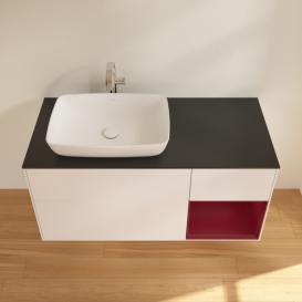 Тумба под раковину Villeroy & Boch Finion 120х50,1 см с подсветкой МДФ белый матовый лак/стекло черное матовое G812HBMT