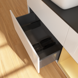 Тумба под раковину Villeroy & Boch Finion 120х50,1 см с подсветкой МДФ глянцевый белый лак/стекло черное матовое G812HFGF