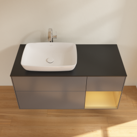 Тумба под раковину Villeroy & Boch Finion 120х50,1 см с подсветкой МДФ антрацит матовый лак/стекло черное матовое G812HFGK