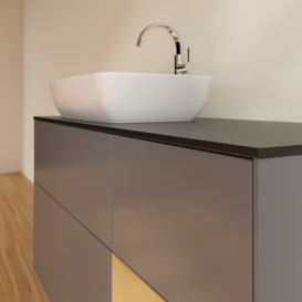 Тумба под раковину Villeroy & Boch Finion 120х50,1 см с подсветкой МДФ антрацит матовый лак/стекло черное матовое G812HFGK