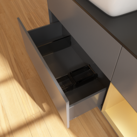 Тумба под раковину Villeroy & Boch Finion 120х50,1 см с подсветкой МДФ антрацит матовый лак/стекло черное матовое G812HFGK