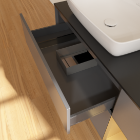 Тумба под раковину Villeroy & Boch Finion 120х50,1 см с подсветкой МДФ антрацит матовый лак/стекло черное матовое G812HFGK