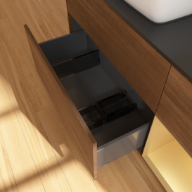 Тумба под раковину Villeroy & Boch Finion 120х50,1 см с подсветкой МДФ шпон грецкого ореха/стекло черное матовое G812HFGN