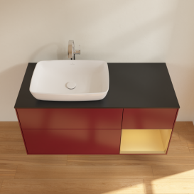 Тумба под раковину Villeroy & Boch Finion 120х50,1 см с подсветкой МДФ пион матовый лак/стекло черное матовое G812HFHB