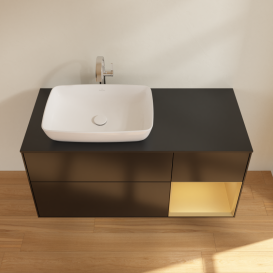 Тумба под раковину Villeroy & Boch Finion 120х50,1 см с подсветкой МДФ черный матовый лак/стекло черное матовое G812HFPD