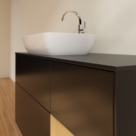 Тумба под раковину Villeroy & Boch Finion 120х50,1 см с подсветкой МДФ черный матовый лак/стекло черное матовое G812HFPD