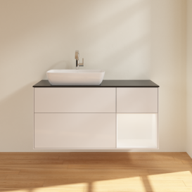 Тумба под раковину Villeroy & Boch Finion 120х50,1 см с подсветкой МДФ глянцевый белый лак/стекло черное матовое G812MTGF