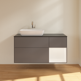 Тумба под раковину Villeroy & Boch Finion 120х50,1 см с подсветкой МДФ антрацит матовый лак/стекло черное матовое G812MTGK