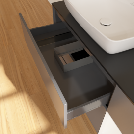 Тумба под раковину Villeroy & Boch Finion 120х50,1 см с подсветкой МДФ антрацит матовый лак/стекло черное матовое G812MTGK