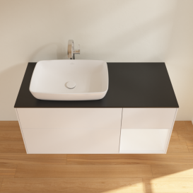 Тумба под раковину Villeroy & Boch Finion 120х50,1 см с подсветкой МДФ белый матовый лак/стекло черное матовое G812MTMT