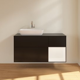 Тумба под раковину Villeroy & Boch Finion 120х50,1 см с подсветкой МДФ черный матовый лак/стекло черное матовое G812MTPD