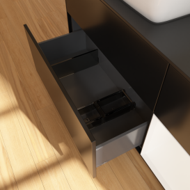 Тумба под раковину Villeroy & Boch Finion 120х50,1 см с подсветкой МДФ черный матовый лак/стекло черное матовое G812MTPD