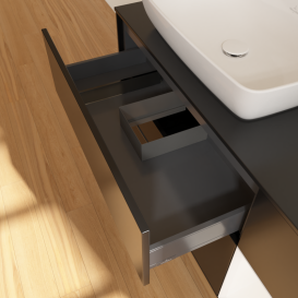 Тумба под раковину Villeroy & Boch Finion 120х50,1 см с подсветкой МДФ черный матовый лак/стекло черное матовое G812MTPD