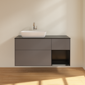 Тумба под раковину Villeroy & Boch Finion 120х50,1 см с подсветкой МДФ антрацит матовый лак/стекло черное матовое G812PDGK