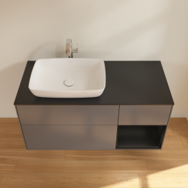 Тумба под раковину Villeroy & Boch Finion 120х50,1 см с подсветкой МДФ антрацит матовый лак/стекло черное матовое G812PDGK