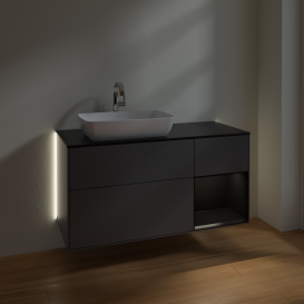 Тумба под раковину Villeroy & Boch Finion 120х50,1 см с подсветкой МДФ антрацит матовый лак/стекло черное матовое G812PDGK