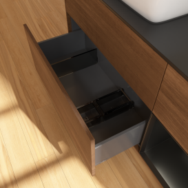 Тумба под раковину Villeroy & Boch Finion 120х50,1 см с подсветкой МДФ шпон грецкого ореха/стекло черное матовое G812PDGN